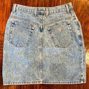 Vintage Guess 80s 90s Medium Wash Denim Mini Skirt